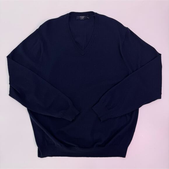 J.Crew 100% Merino Wool V-Neck Sweater Navy Blue Size XXL - Picture 3 of 7